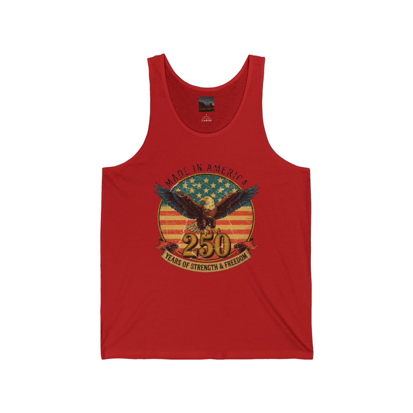 #250 Made in America Eagle 250th Anniversary Patriotic Jersey Tank Top