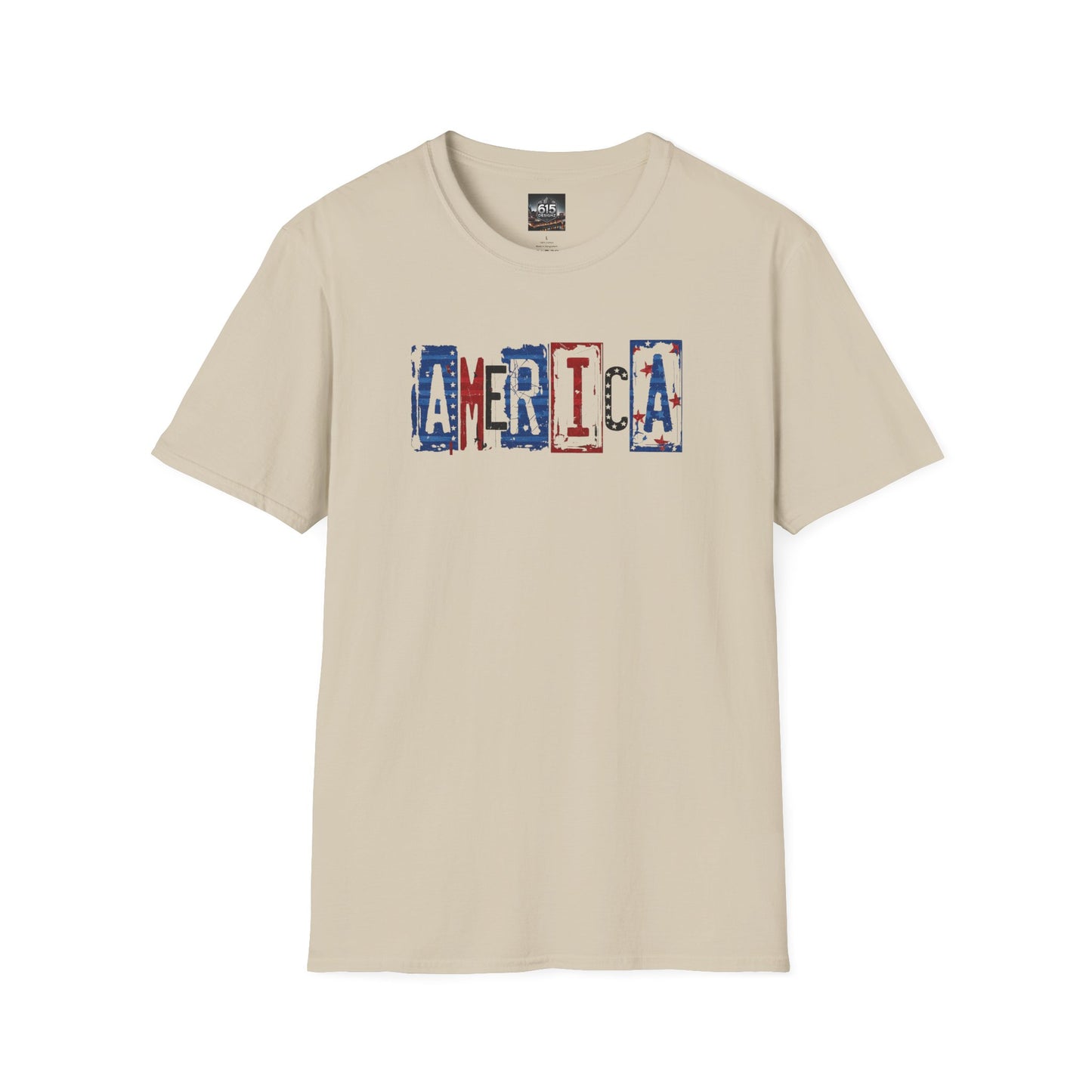 #250 America Retro Block Text Patriotic T-Shirt
