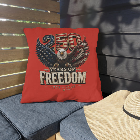 #250 250 Years of Freedom Eagle Patriotic American Flag Anniversary (1776–2026) Outdoor Throw Pillow