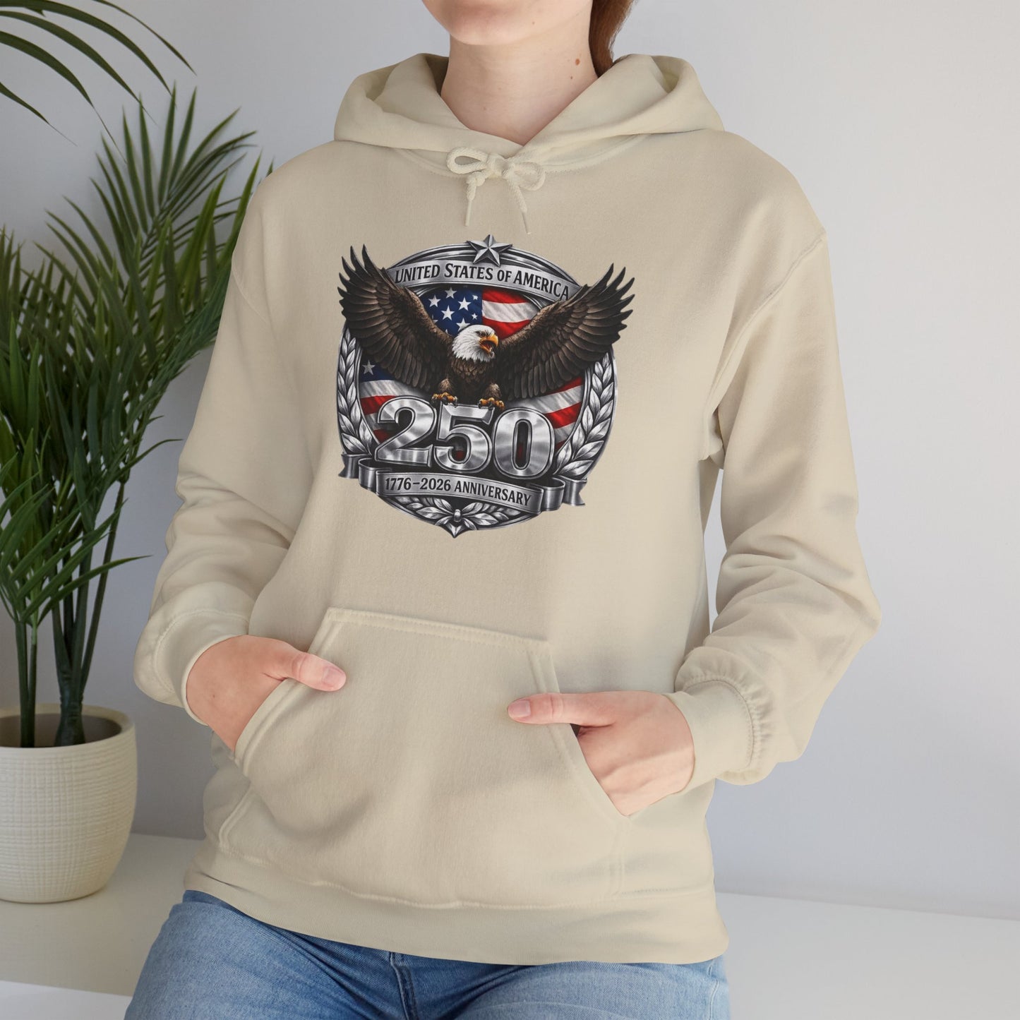 #250 Patriotic Bald Eagle 250 United States Emblem Hoodie