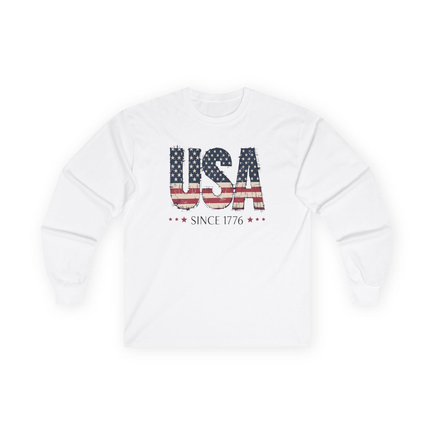 #250 USA Flag "USA Since 1776" Patriotic Long Sleeve Tee