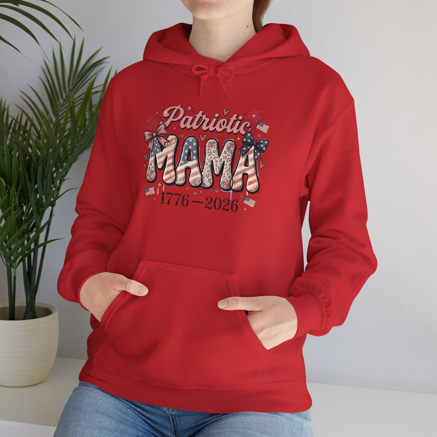 #250 Patriotic Mama 1776–2026 American Flag Hoodie