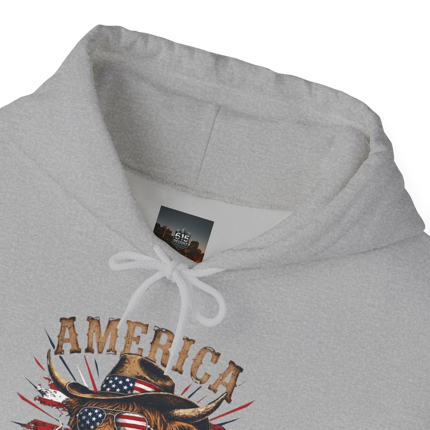 #250 America 250 Strong Patriotic Bull with American Flag Hoodie
