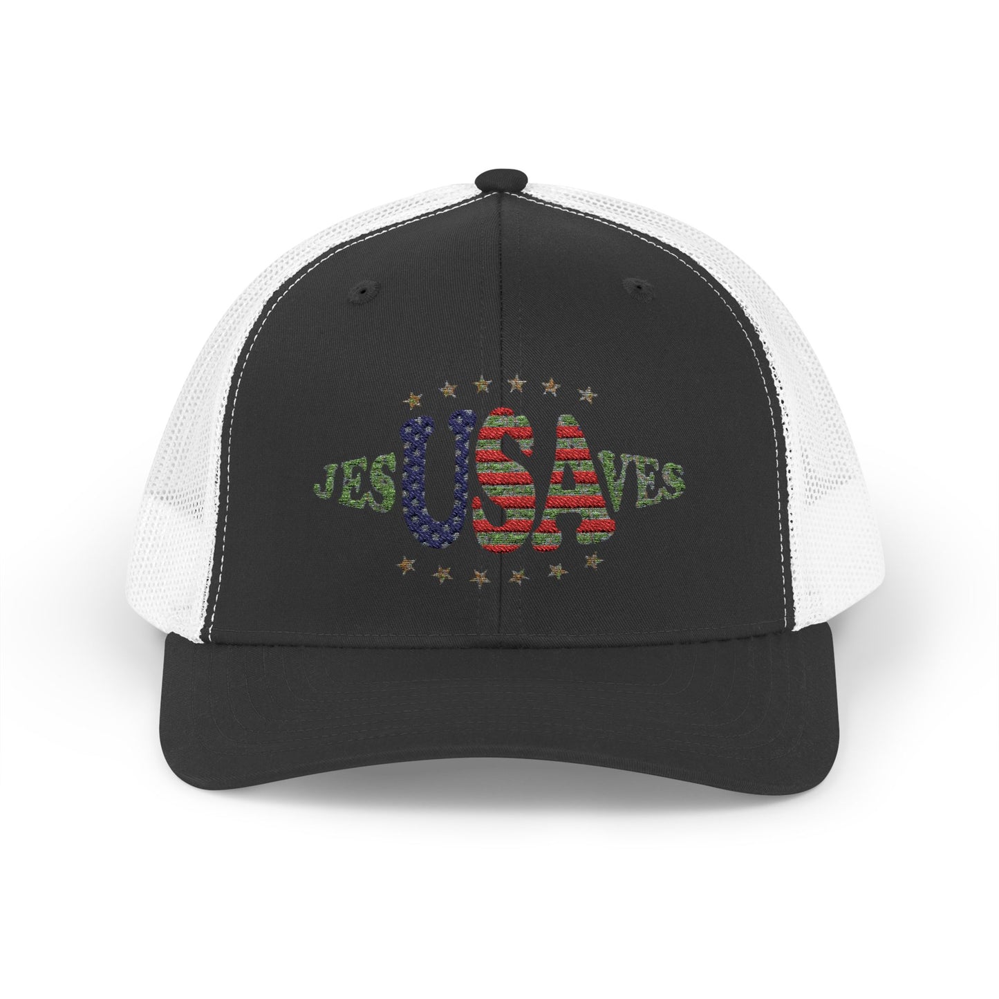 JesUSAves Patriotic Snapback Trucker Cap American Flag Christian Faith