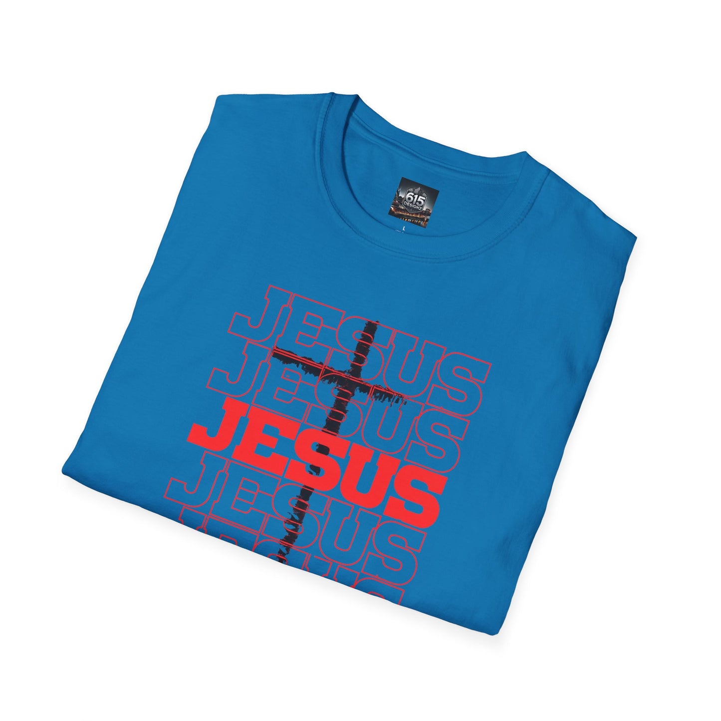 Jesus Cross Red Text Black Cross Graphic T-Shirt — Religious Faith Tee