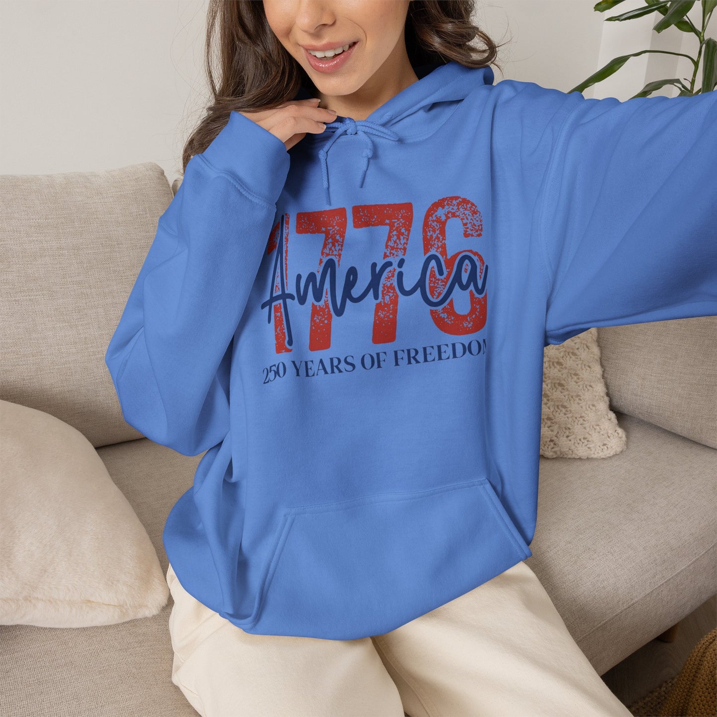 #250 1776 America: 250 Years of Freedom' Patriotic Independence Day Hoodie