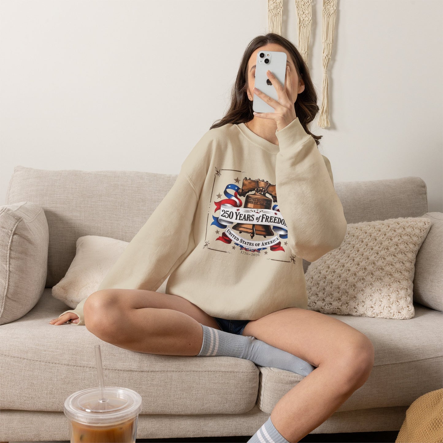 #250 250 Years of Freedom Liberty Bell Crewneck Sweatshirt