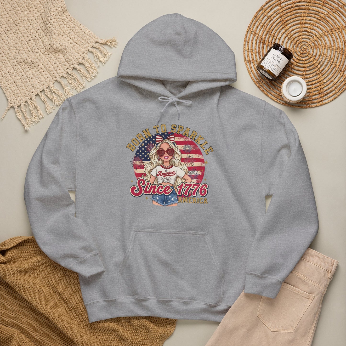 #250 "Born to Sparkle Since 1776" Patriotic Hoodie