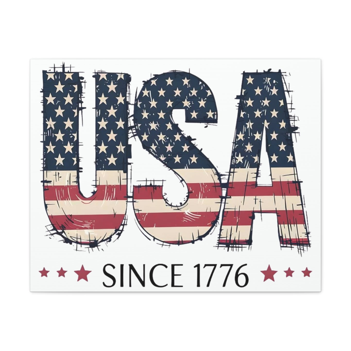 #250 USA Flag "USA Since 1776" Patriotic Matte Canvas Wall Art