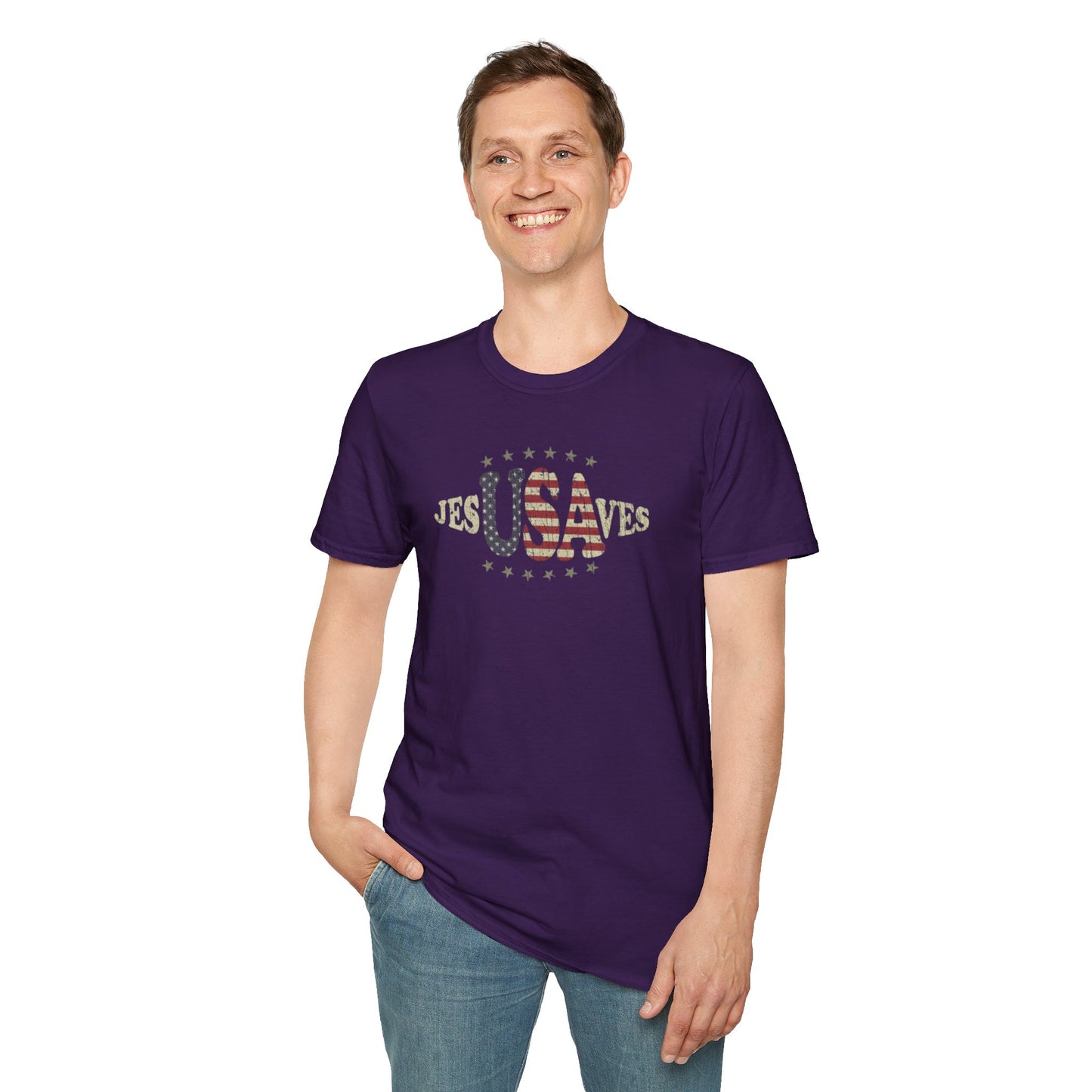 JesUSAves Patriotic T-Shirt — American Flag Christian Faith Tee