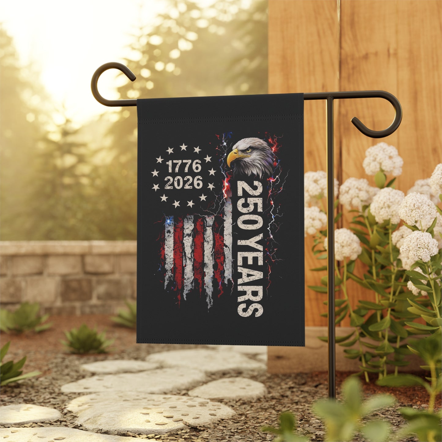 #250 1776-2026 250 Years USA Bicentennial Eagle Garden Flag — House Banner