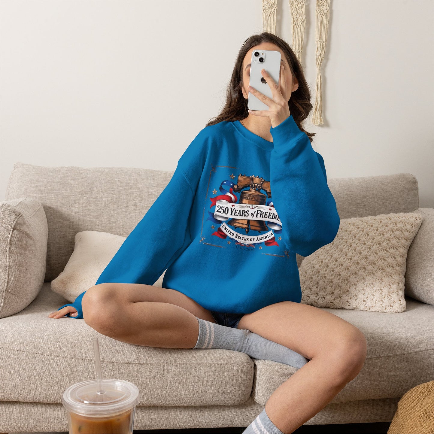 #250 250 Years of Freedom Liberty Bell Crewneck Sweatshirt