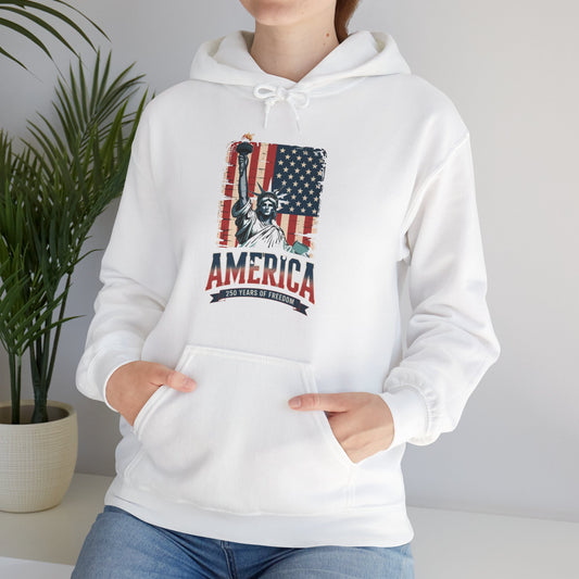 #250 Statue of Liberty American Flag 'America' Patriotic Independence Day Hoodie