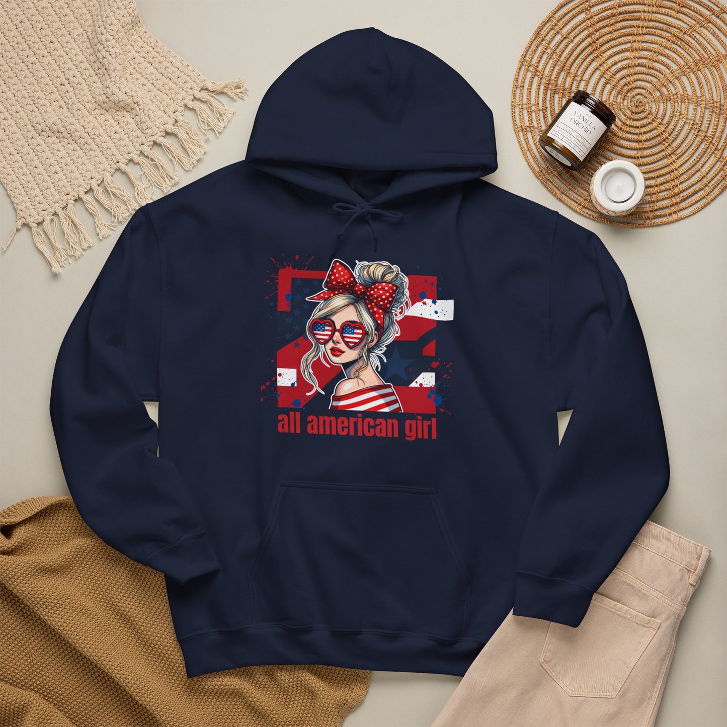 #250 All American Girl Patriotic Hoodie