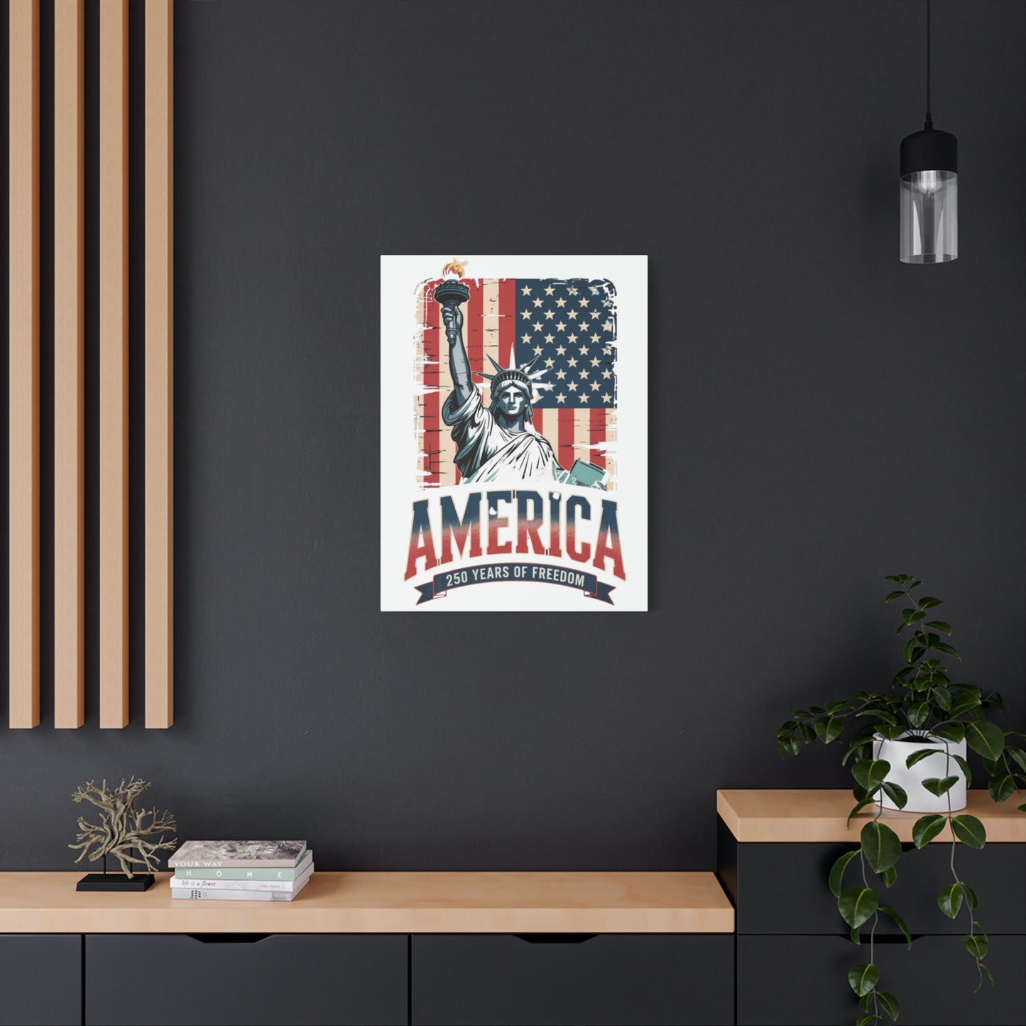 #250 Statue of Liberty American Flag 'America' Patriotic Independence Day Matte Canvas Wall Art