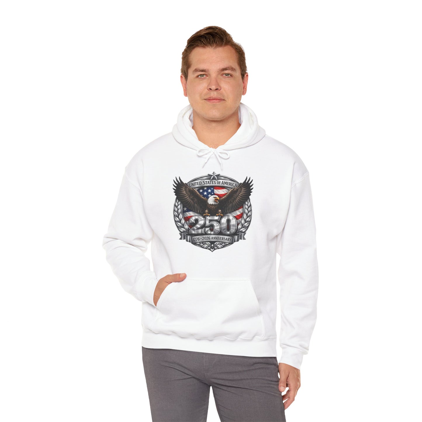 #250 Patriotic Bald Eagle 250 United States Emblem Hoodie