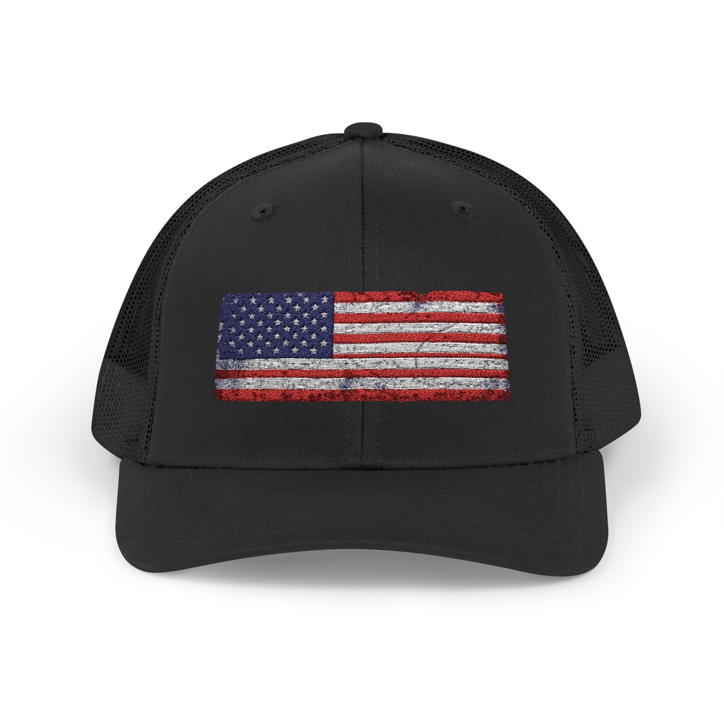 #250 Distressed American Flag Snapback Trucker Cap