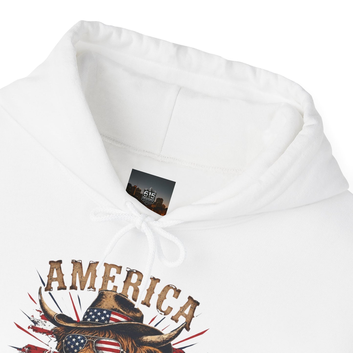 #250 America 250 Strong Patriotic Bull with American Flag Hoodie