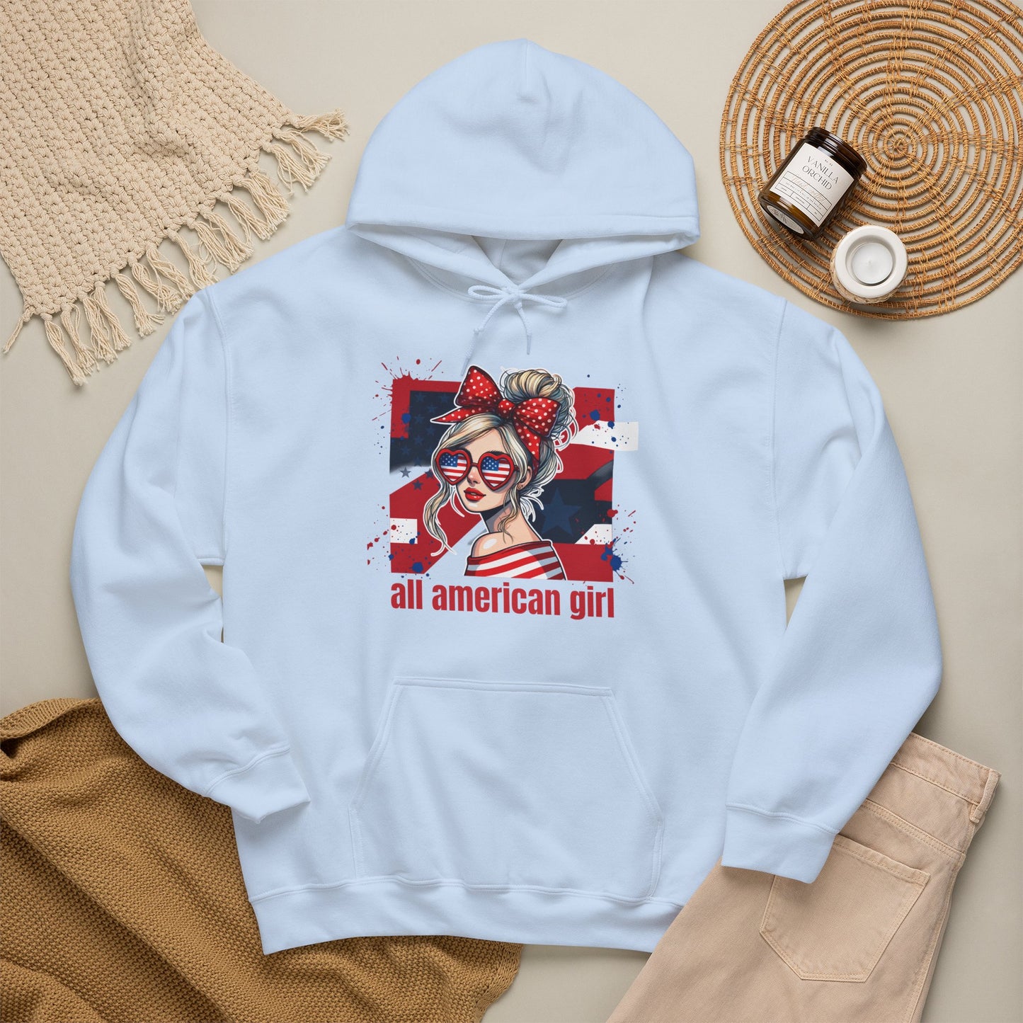 #250 All American Girl Patriotic Hoodie