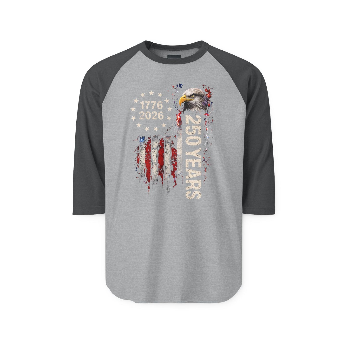 #250 1776-2026 250 Years USA Bicentennial Eagle Raglan Shirt Baseball Tee