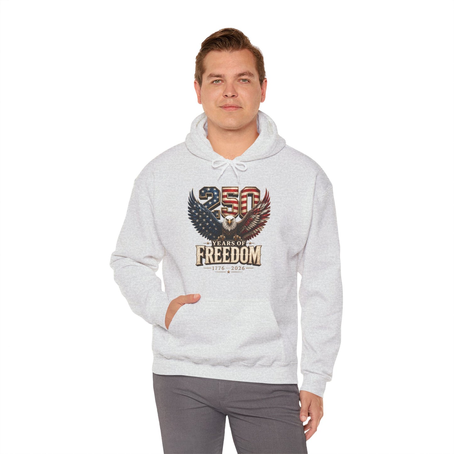#250 250 Years of Freedom Eagle Patriotic American Flag Anniversary (1776–2026) Patriotic Hoodie