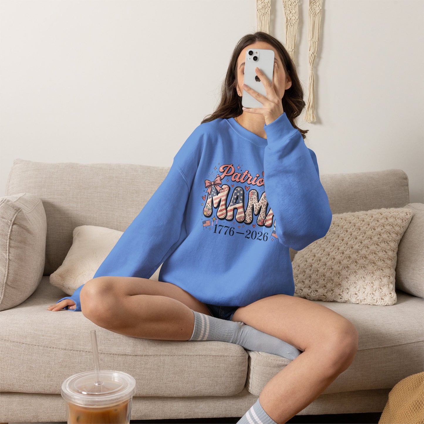 #250 Patriotic Mama 1776–2026 American Flag Sweatshirt