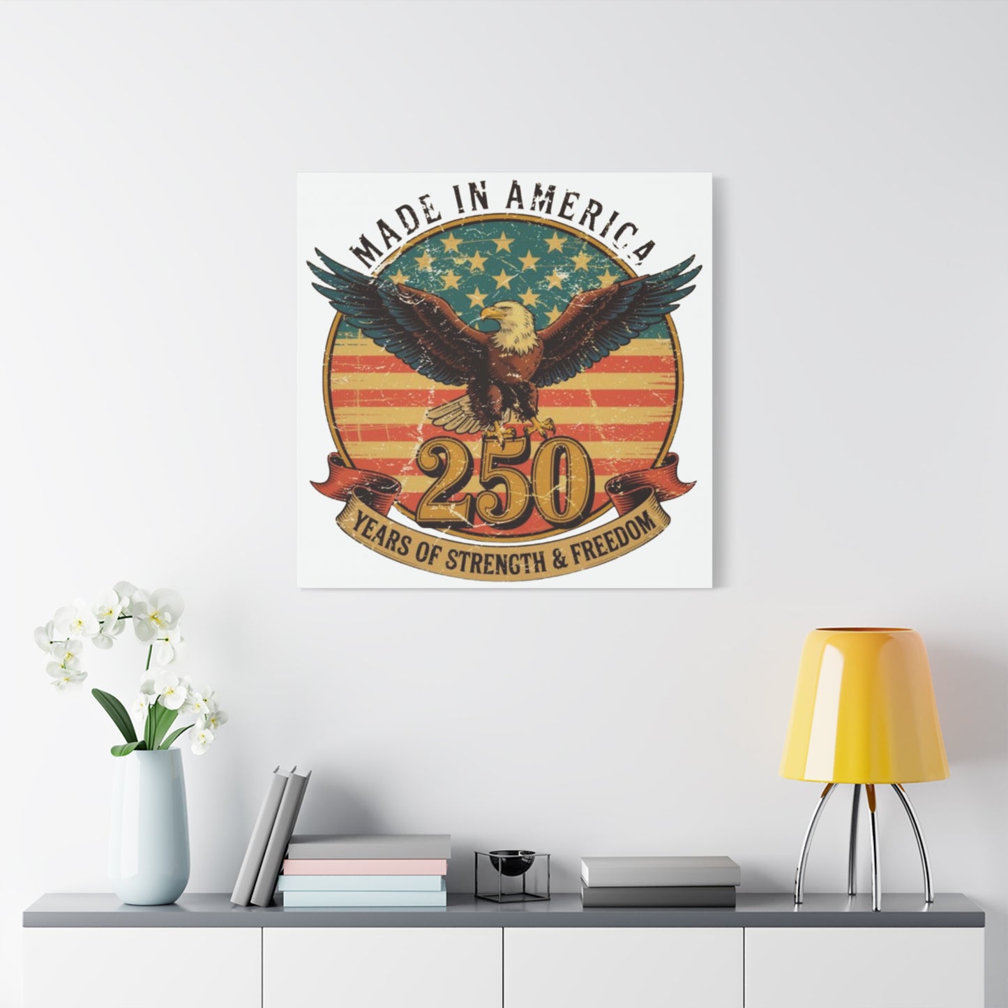 #250 Made in America Eagle 250th Anniversary Patriotic Matte Canvas Wall Art