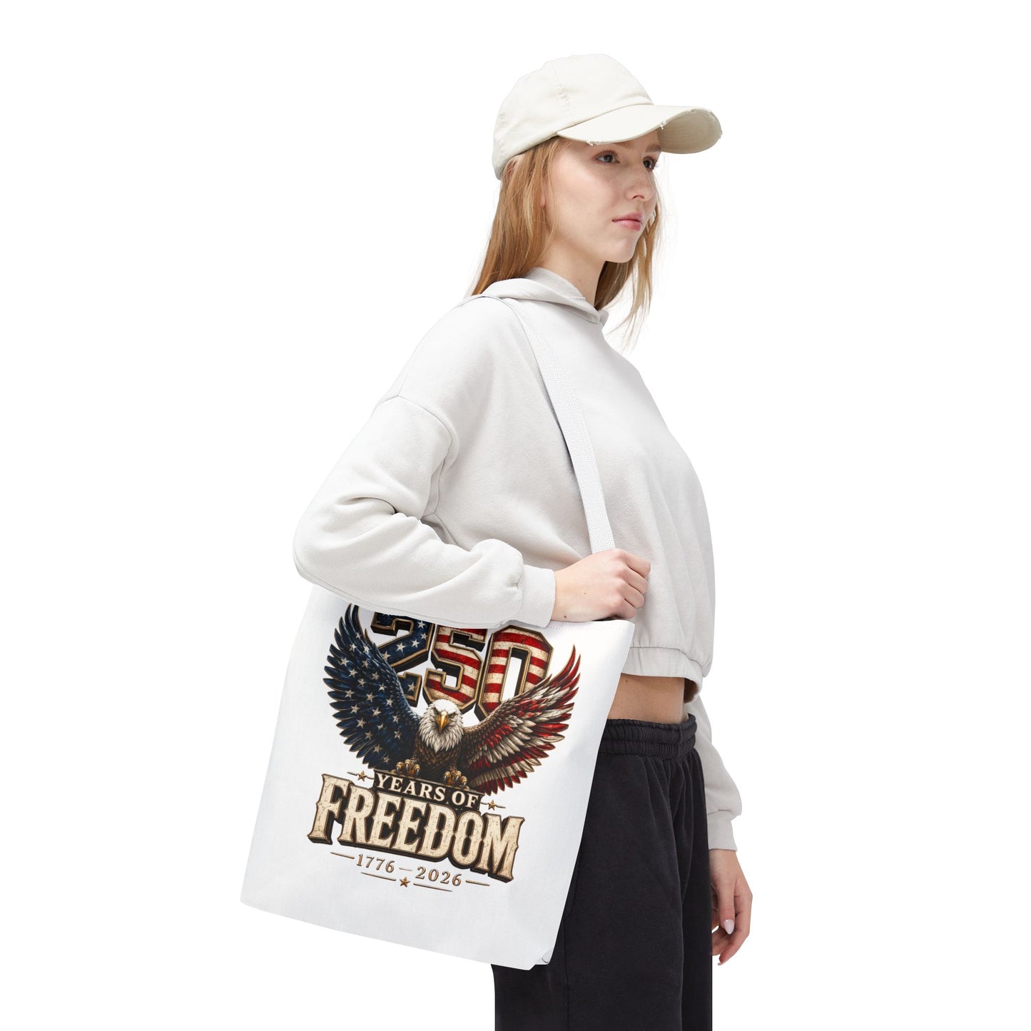 #250 250 Years of Freedom Eagle Patriotic American Flag Anniversary (1776–2026) Patriotic Tote Bag