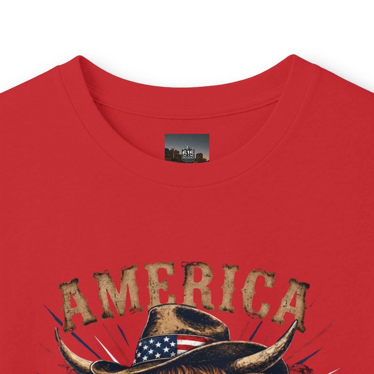 #250 America 250 Strong Patriotic Bull with American Flag Long Sleeve Tee