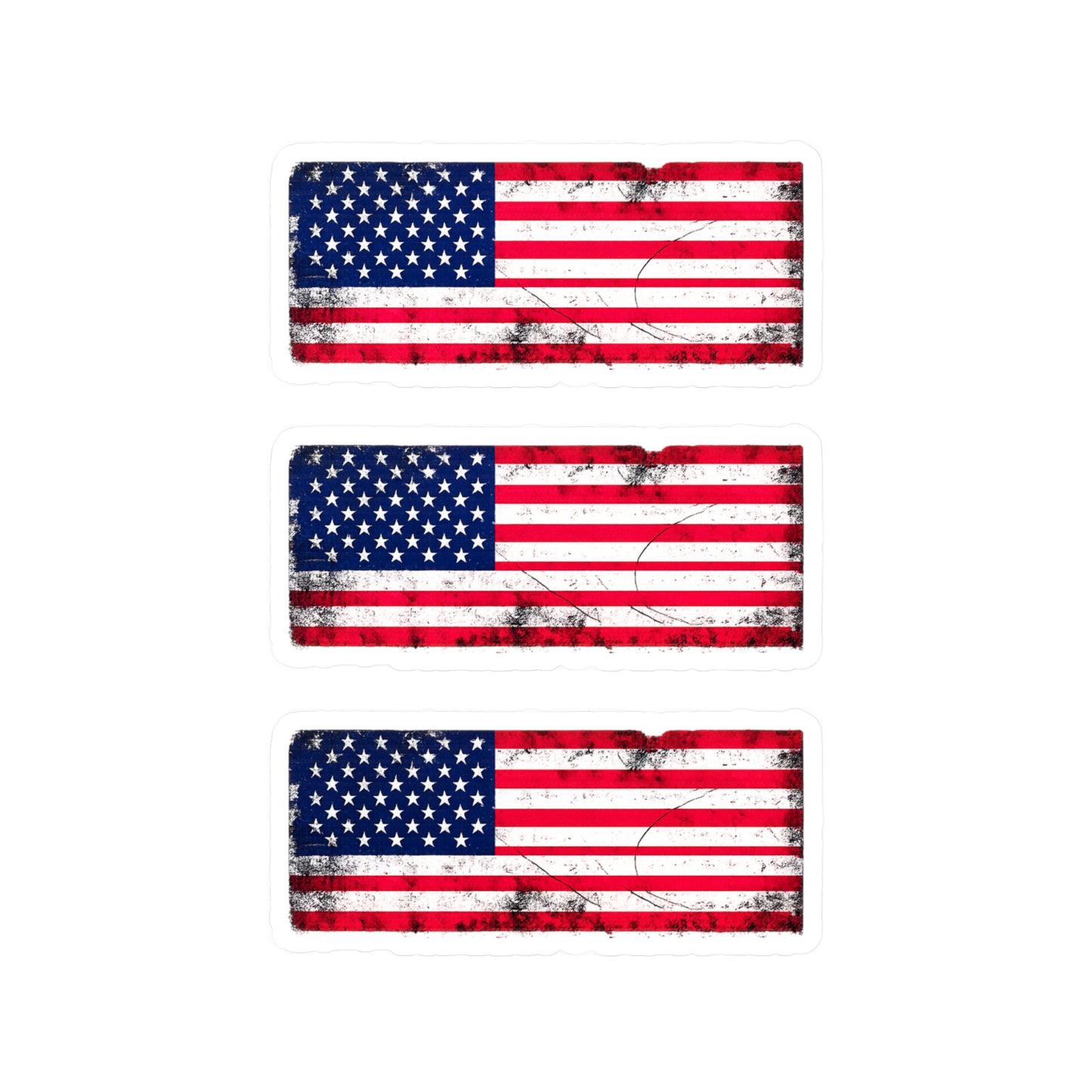 #250 Distressed American Flag Vinyl Decal — Kiss-Cut USA Sticker