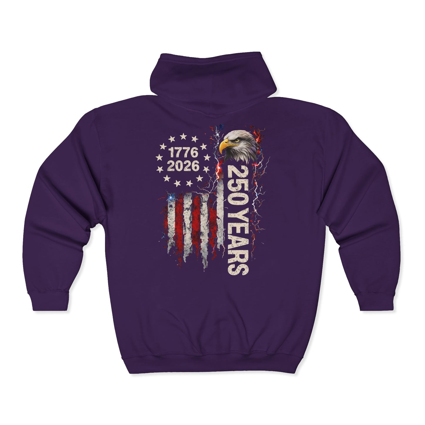 #250 1776-2026 250 Years USA Bicentennial Eagle Zip Hoodie