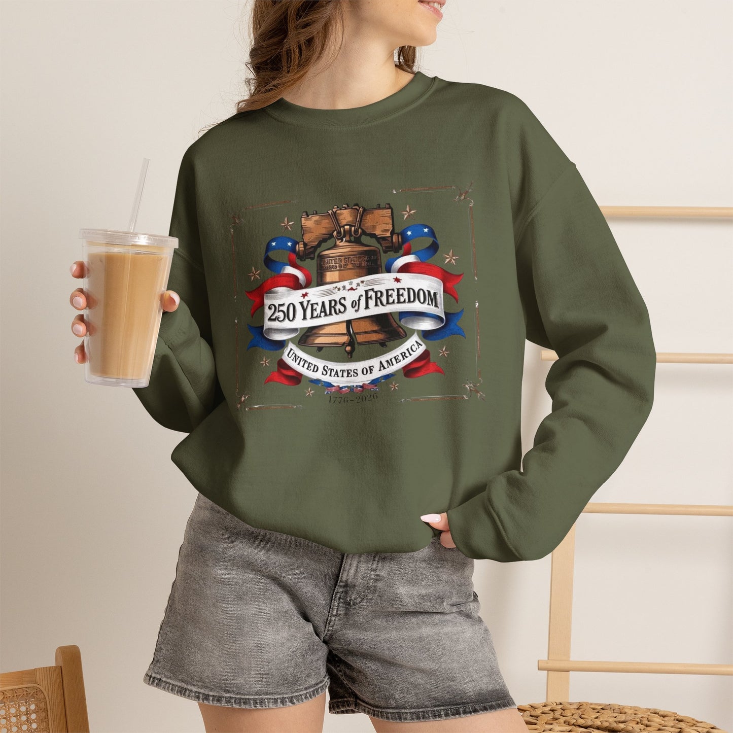 #250 250 Years of Freedom Liberty Bell Crewneck Sweatshirt