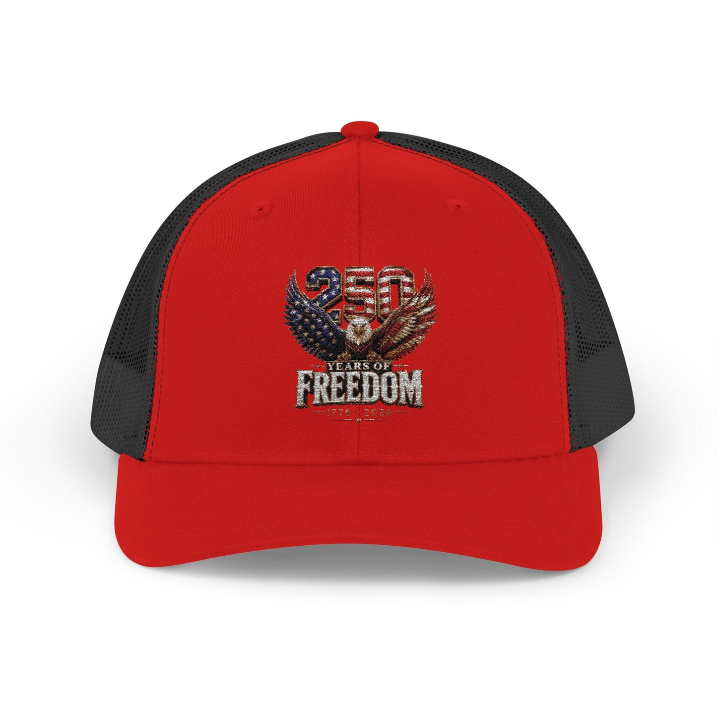 #250 250 Years of Freedom Eagle Patriotic American Flag Anniversary (1776–2026) Snapback Trucker Cap