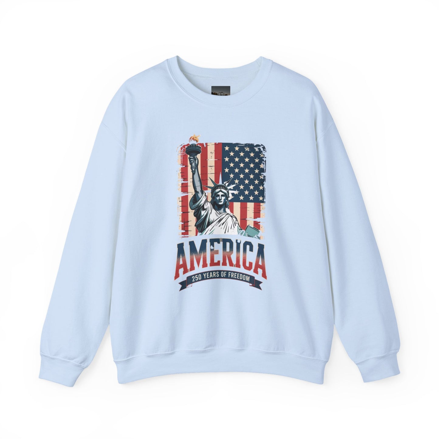#250 Statue of Liberty American Flag 'America' Patriotic Independence Day Crewneck Sweatshirt