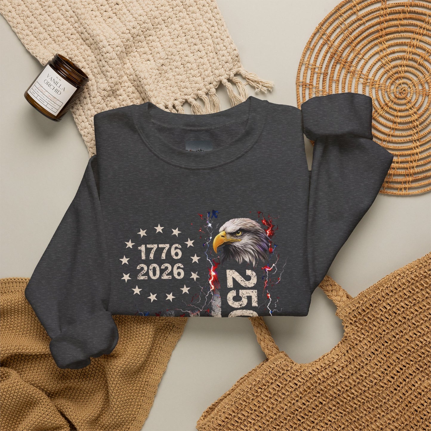 #250 1776-2026 250 Years USA Bicentennial Eagle Crewneck Sweatshirt