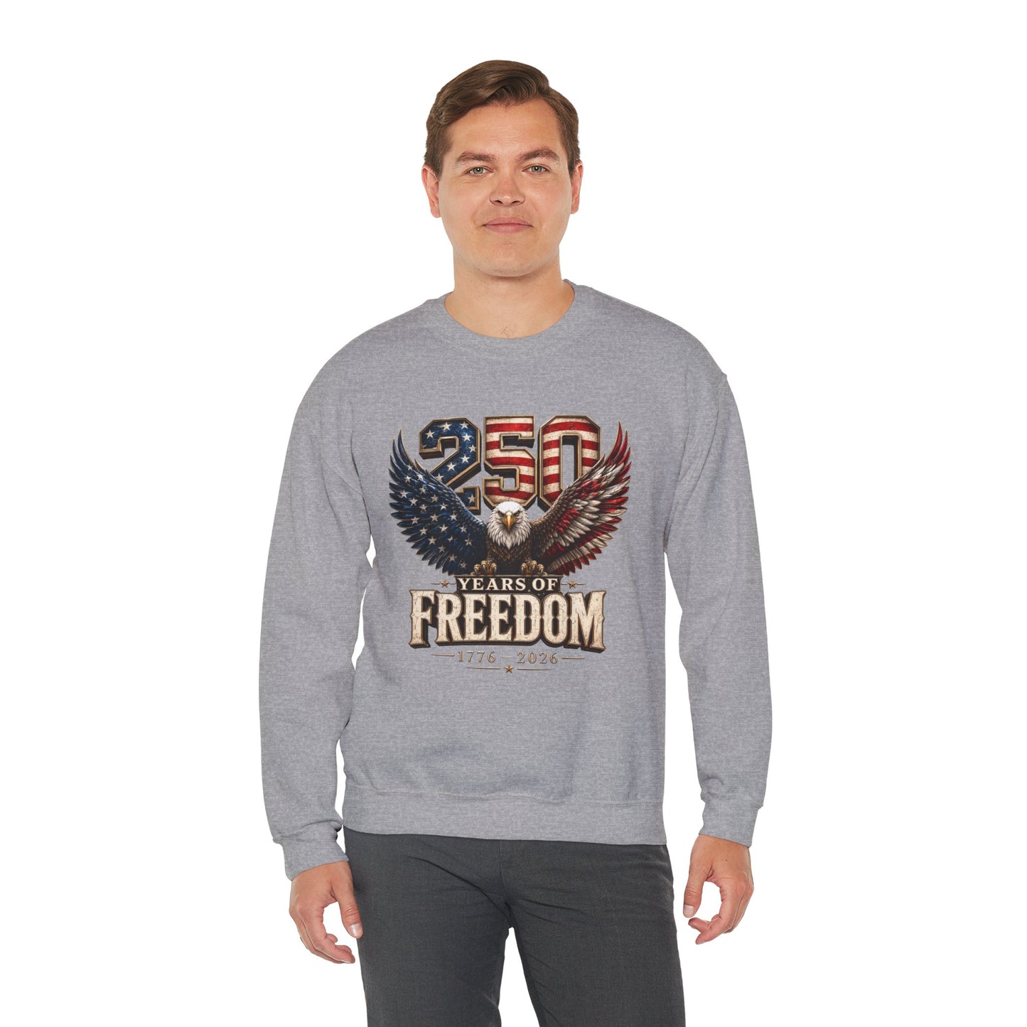 #250 250 Years of Freedom Eagle Patriotic American Flag Anniversary (1776–2026) Crewneck Sweatshirt