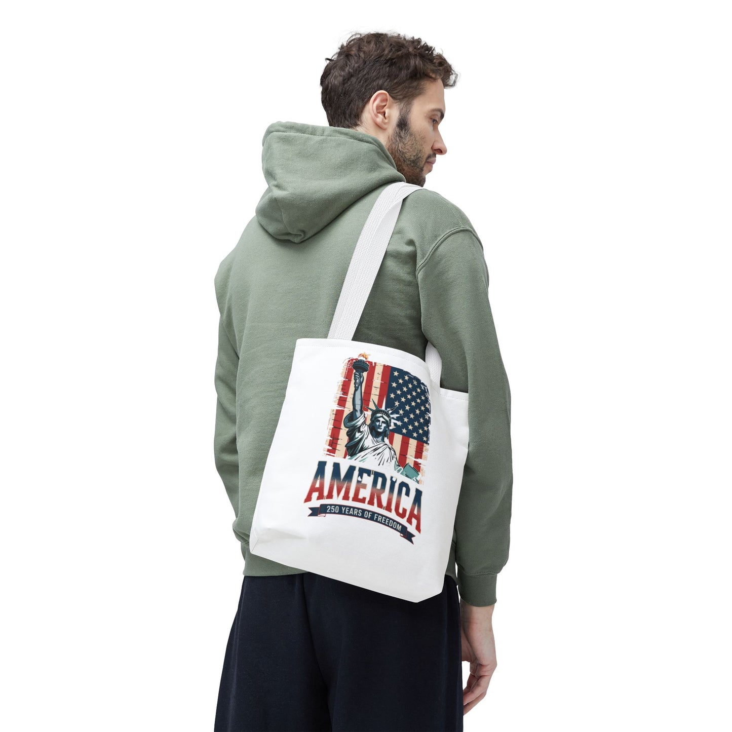 #250 Statue of Liberty American Flag 'America' Patriotic Independence Day Tote Bag