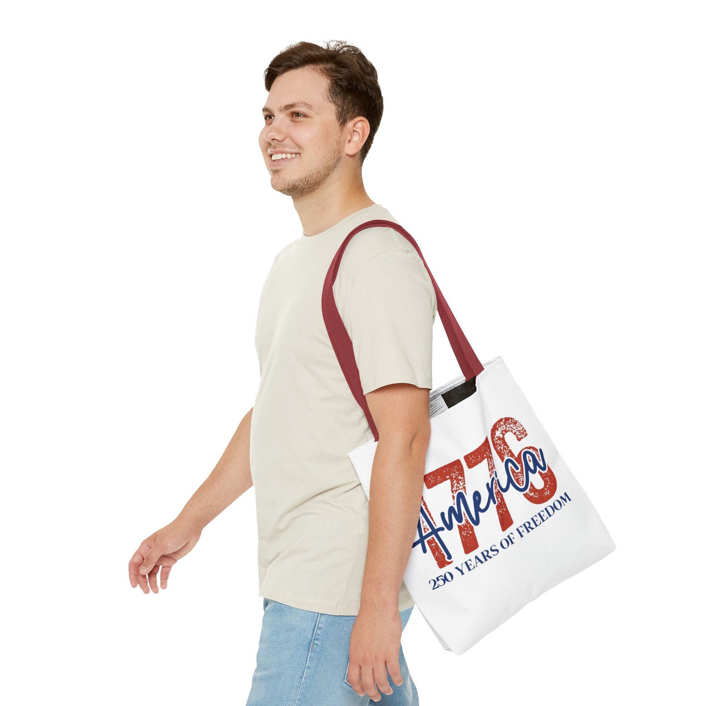 #250 1776 America: 250 Years of Freedom' Patriotic Independence Day Tote Bag