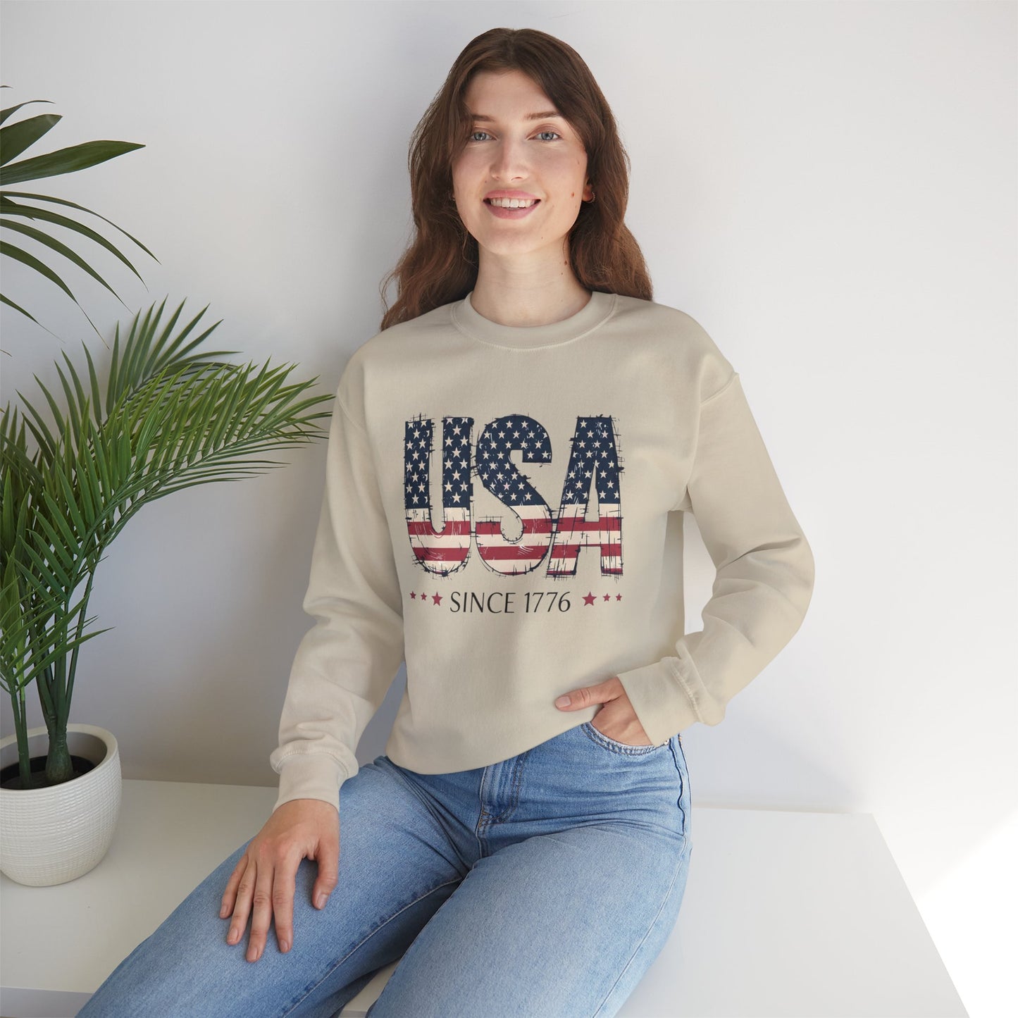 #250 USA Flag "USA Since 1776" Patriotic Crewneck Sweatshirt