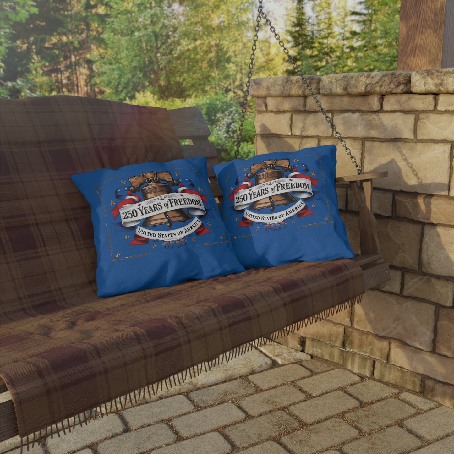 #250 250 Years of Freedom Liberty Bell Outdoor Throw Pillow