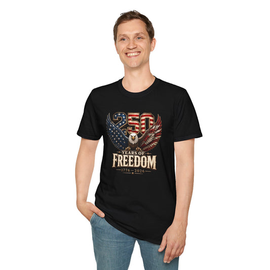 #250 250 Years of Freedom Eagle Patriotic American Flag Anniversary (1776–2026) T-Shirt