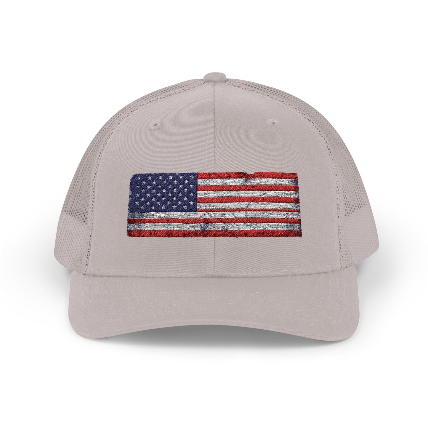 #250 Distressed American Flag Snapback Trucker Cap