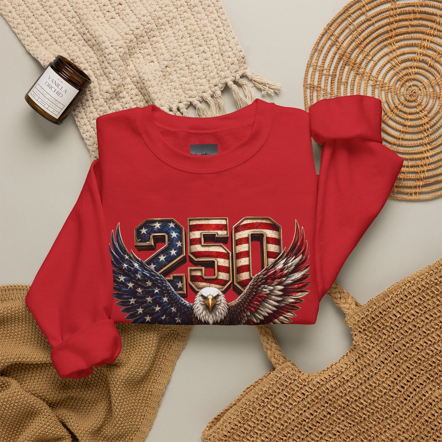 #250 250 Years of Freedom Eagle Patriotic American Flag Anniversary (1776–2026) Crewneck Sweatshirt