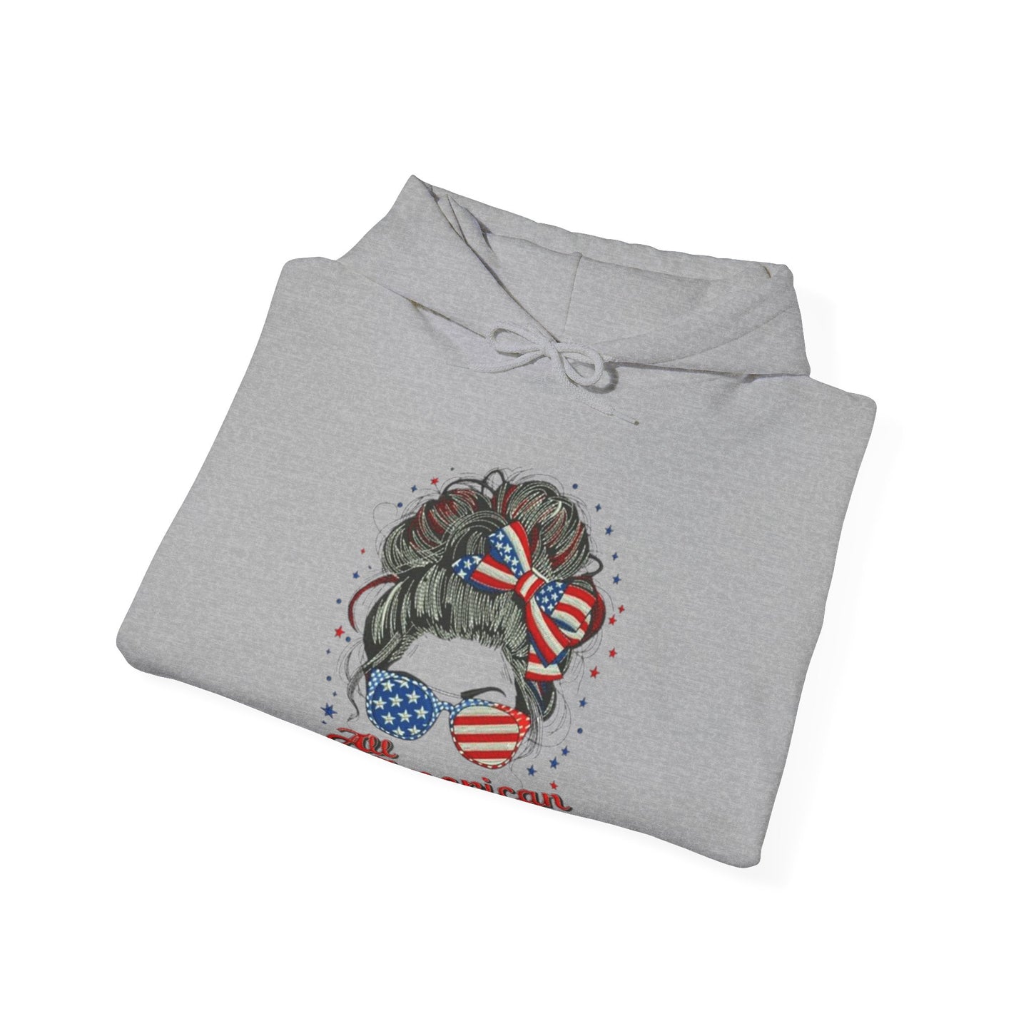#250 "All American Girl" Patriotic Messy Bun Hoodie