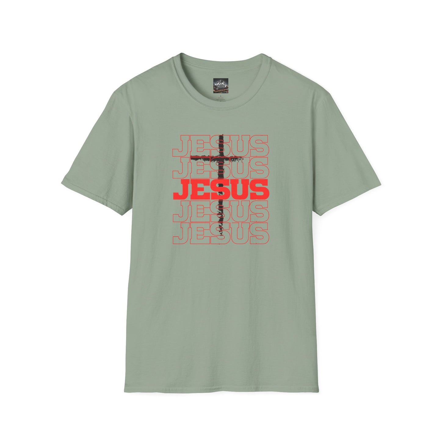 Jesus Cross Red Text Black Cross Graphic T-Shirt — Religious Faith Tee