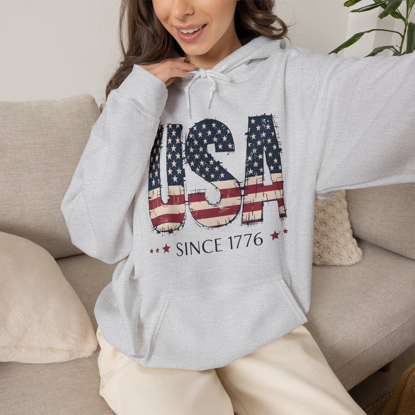 #250 USA Flag "USA Since 1776" Patriotic Hoodie