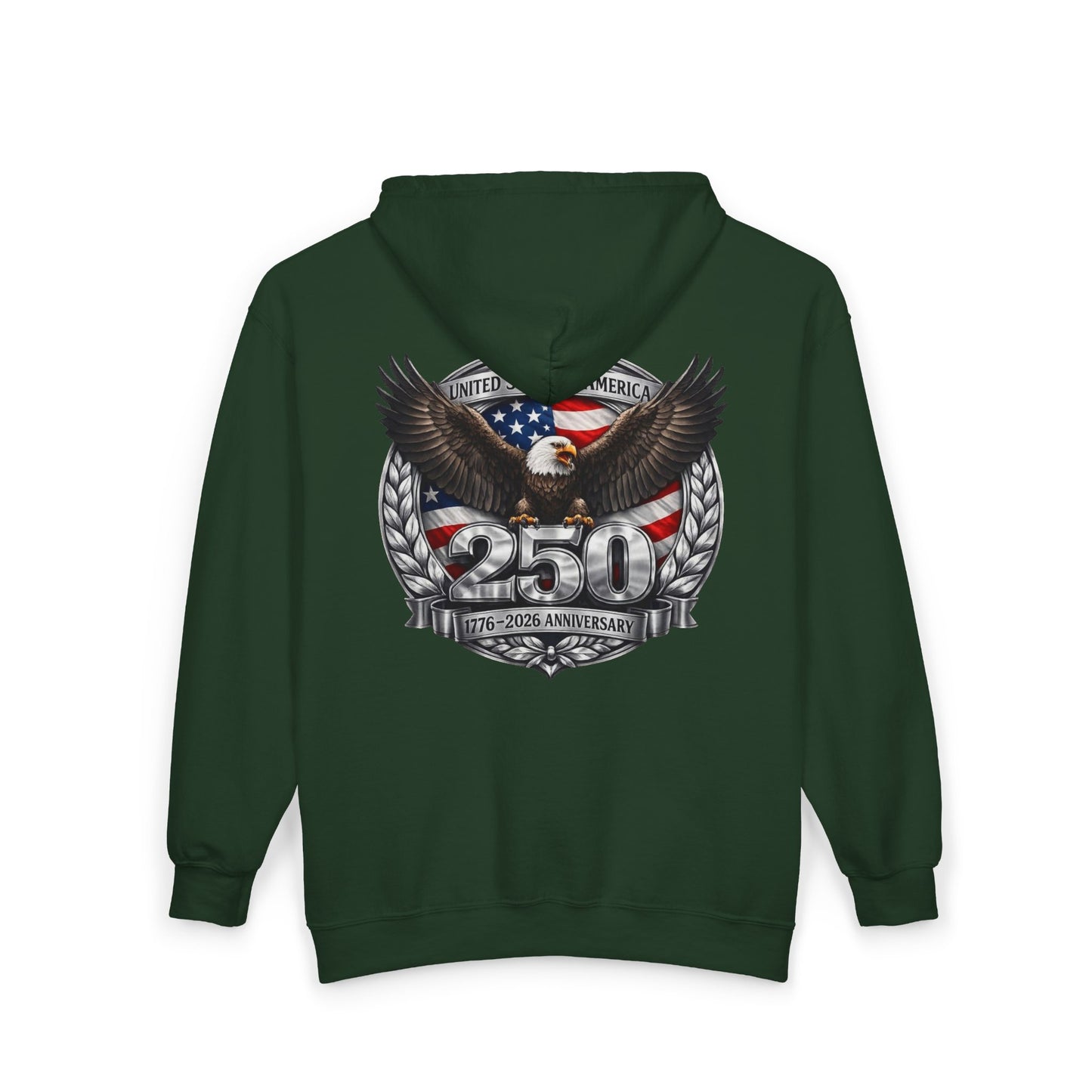#250 Patriotic Bald Eagle 250 United States Emblem Zip Hoodie
