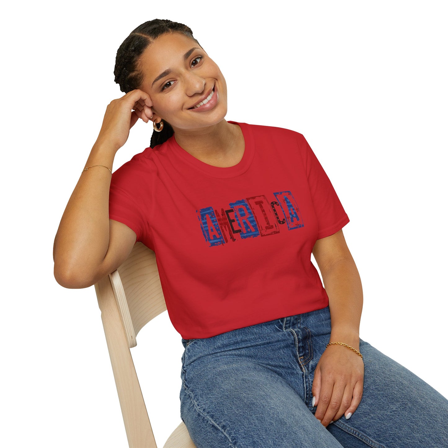 #250 America Retro Block Text Patriotic T-Shirt