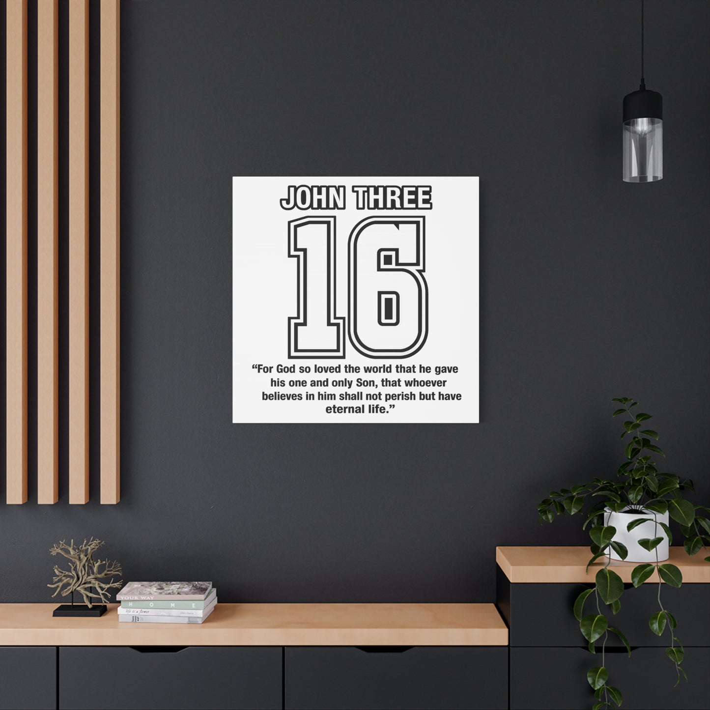 John Three 16 Numbered with Scripture Canvas Print - 'John Three 16' with Bible Verse (John 3:16)