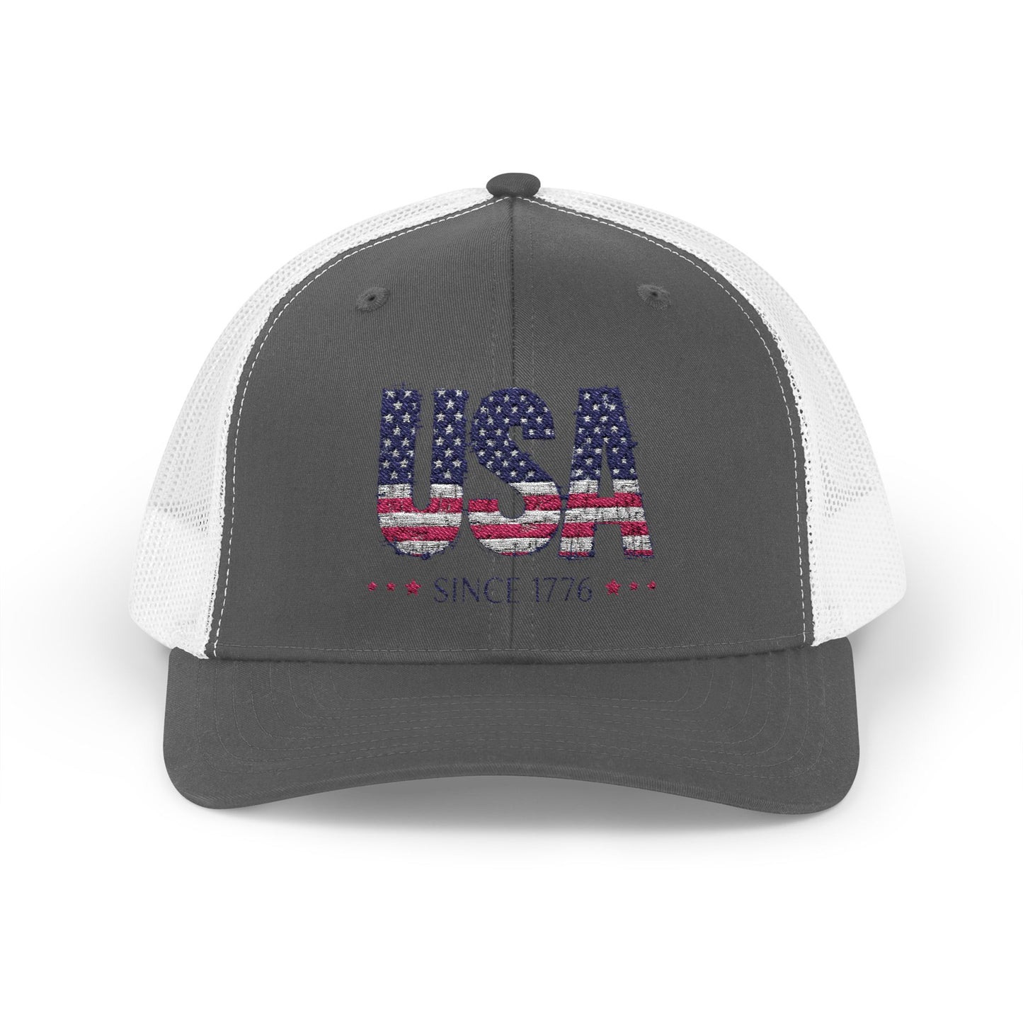 #250 USA Flag "USA Since 1776" Patriotic Snapback Trucker Cap